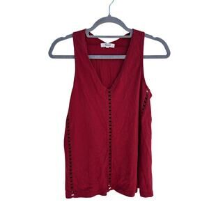 Madewell Sleeveless Top,‎ Hemstitch Peekaboo, Red, Sz S